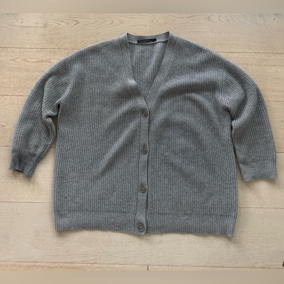 Jenni kayne cashmere oversized cocoon cardigan 100% cashmere gray S - Picture 5 of 10